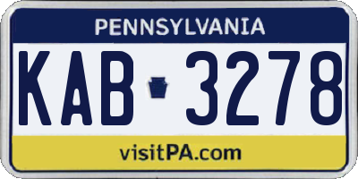 PA license plate KAB3278