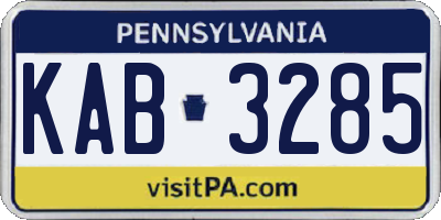 PA license plate KAB3285