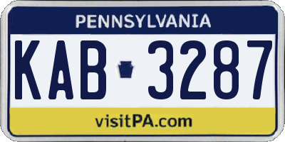 PA license plate KAB3287