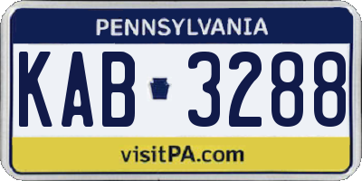 PA license plate KAB3288