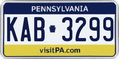 PA license plate KAB3299