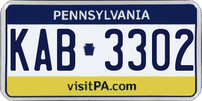 PA license plate KAB3302