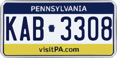 PA license plate KAB3308