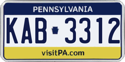PA license plate KAB3312
