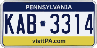 PA license plate KAB3314