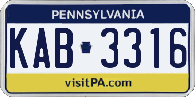 PA license plate KAB3316