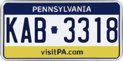 PA license plate KAB3318