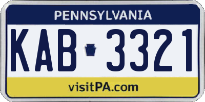 PA license plate KAB3321