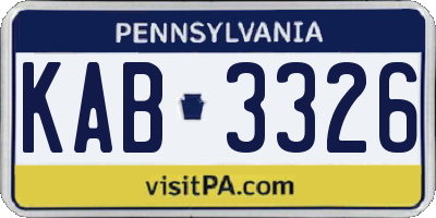 PA license plate KAB3326