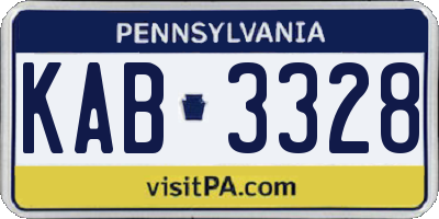 PA license plate KAB3328