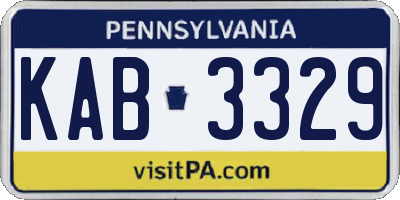 PA license plate KAB3329