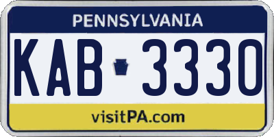 PA license plate KAB3330