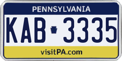 PA license plate KAB3335