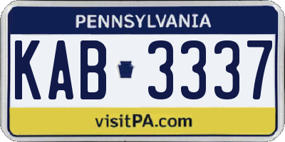 PA license plate KAB3337