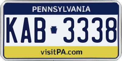 PA license plate KAB3338