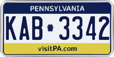 PA license plate KAB3342