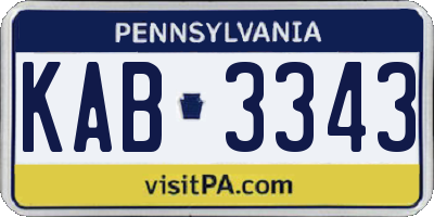 PA license plate KAB3343