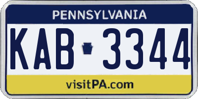 PA license plate KAB3344