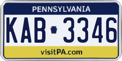 PA license plate KAB3346