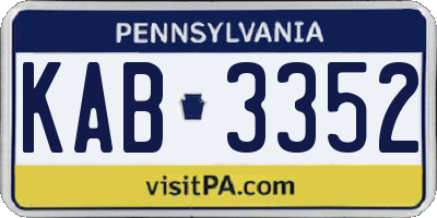 PA license plate KAB3352