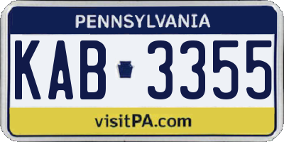 PA license plate KAB3355