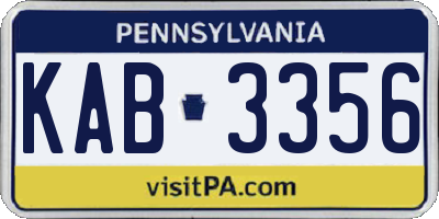 PA license plate KAB3356