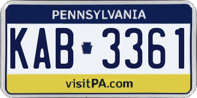 PA license plate KAB3361
