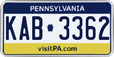 PA license plate KAB3362