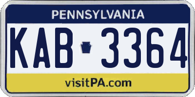 PA license plate KAB3364