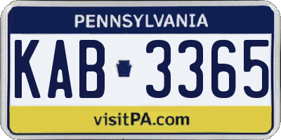 PA license plate KAB3365