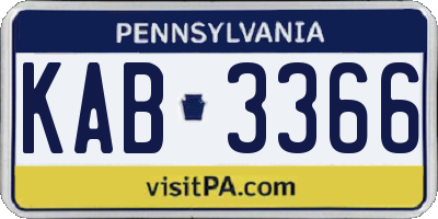 PA license plate KAB3366
