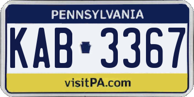 PA license plate KAB3367