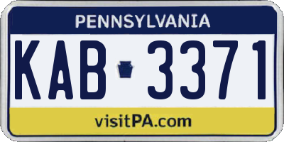 PA license plate KAB3371
