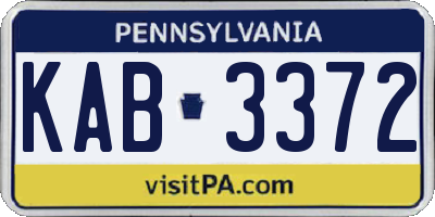 PA license plate KAB3372