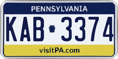 PA license plate KAB3374