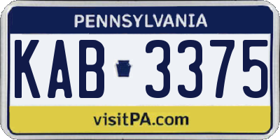 PA license plate KAB3375