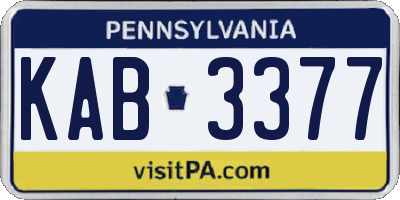 PA license plate KAB3377