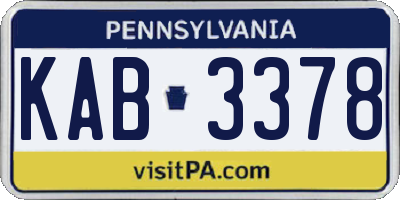 PA license plate KAB3378