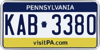 PA license plate KAB3380