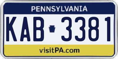 PA license plate KAB3381