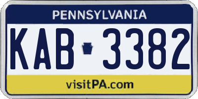 PA license plate KAB3382