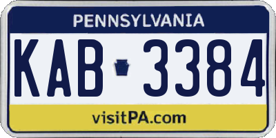 PA license plate KAB3384