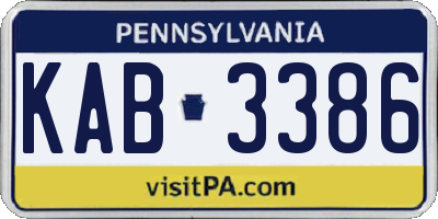PA license plate KAB3386