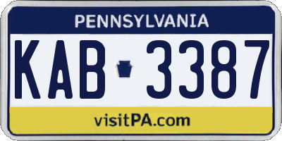 PA license plate KAB3387