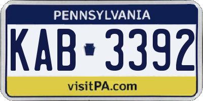 PA license plate KAB3392