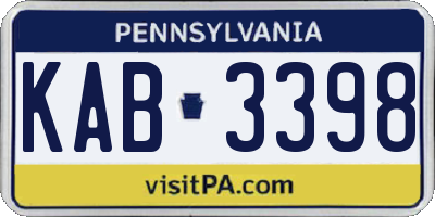 PA license plate KAB3398