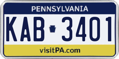 PA license plate KAB3401