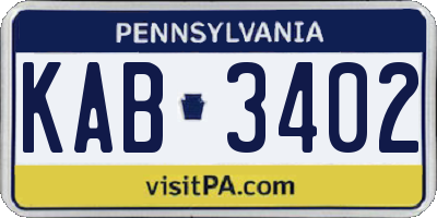 PA license plate KAB3402