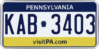 PA license plate KAB3403