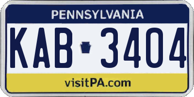 PA license plate KAB3404